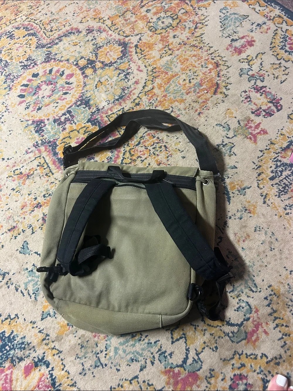 Olive Canvas Messenger Bag with Red Medical Cross Laptop Bag‎